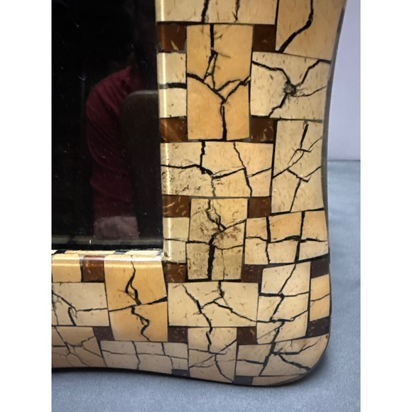 Natural Bone and Coconut Shell Mosaic Picture Frame 4x6 Tabletop Decor Cream - Picture 3 of 8